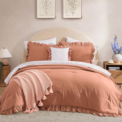 BLOOMHAVEN Queen Comforter Set-7 Pieces Ruffle Bedding - Image 2