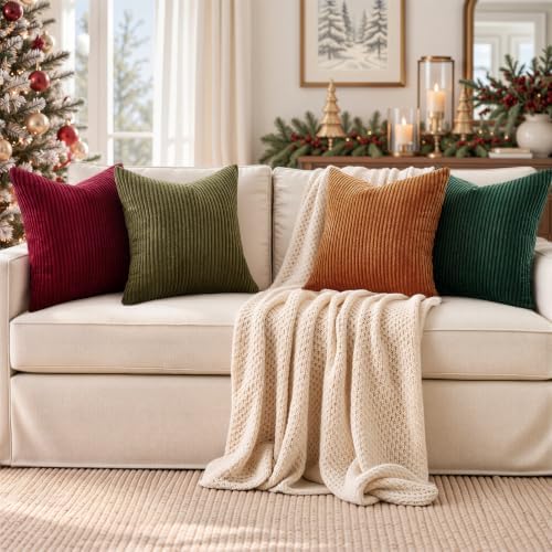 Topfinel Pack of 4 Velvet Pillow Covers 16x16 Couch Decorative Throw Pillows - Image 4