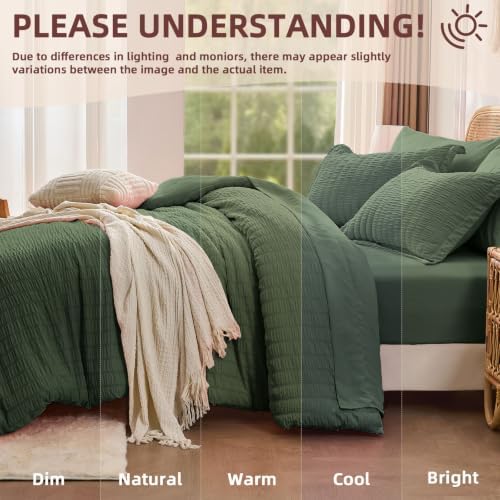 King Size Comforter Set with Sheets, Olive Green - Image 6