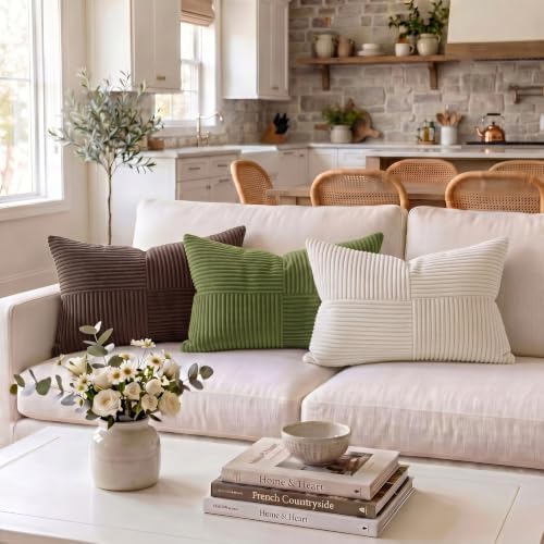 Fancy Homi Moss Green Lumbar Decorative Throw Pillow Covers 22x14 Inch - Image 2