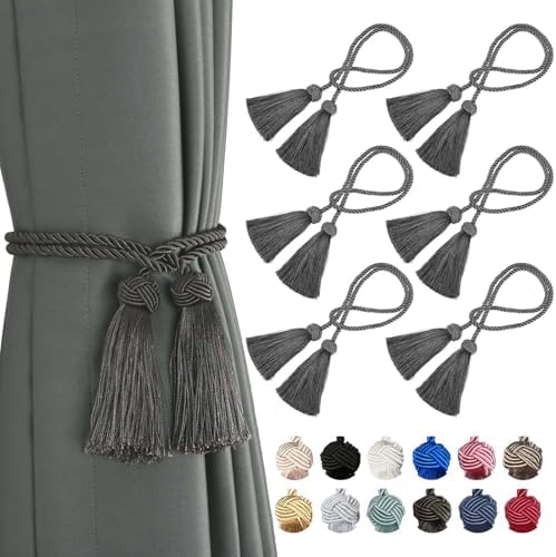 BEL AVENIR 6 Pack Handmade Rope Tassel Curtain Tiebacks by BELAVENIR