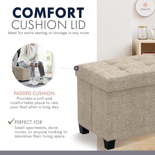 Ornavo Home Small Rectangle Storage Ottoman - Image 6