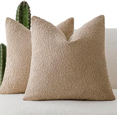 Foindtower Decorative Textured Boucle Throw Pillow Covers 22x22 Inch by Foindtower