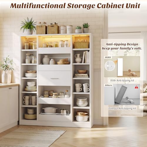 Besiost 40" Closet System with Lights, Wood Closet Organizer with 5 Drawers - Image 5