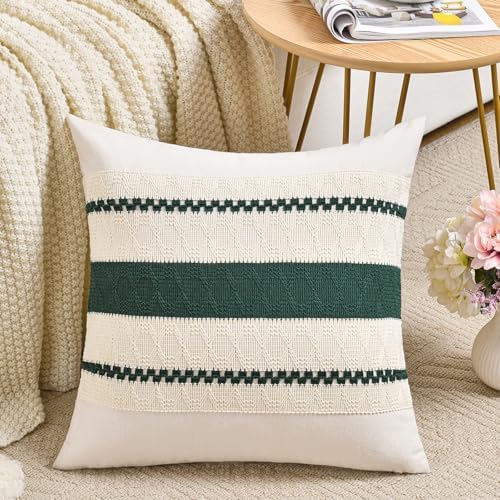 Fancy Homi Set of 1 Dark Green Boho Euro Decorative Throw Pillow Covers 26x26 by Fancy+Homi