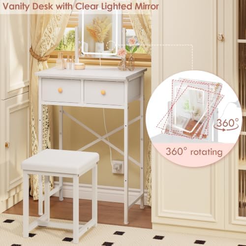 19.7"W Small White Makeup Vanity Desk - Image 4