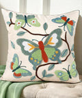 Embroidered Throw Pillow Cover 18x18 Inch, Branch Butterfly by Kokaaee