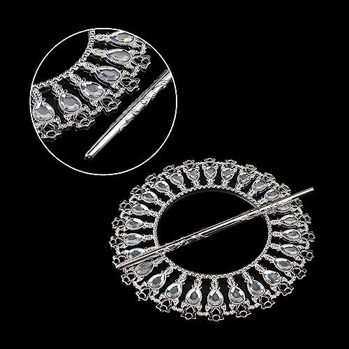 2 Pack Shiny Silver Curtain Tiebacks Round Holdbacks, 26 Crystals - Image 3