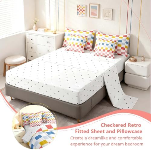 Feelyou Multicolored Checkered Retro Comforter Set - Image 4