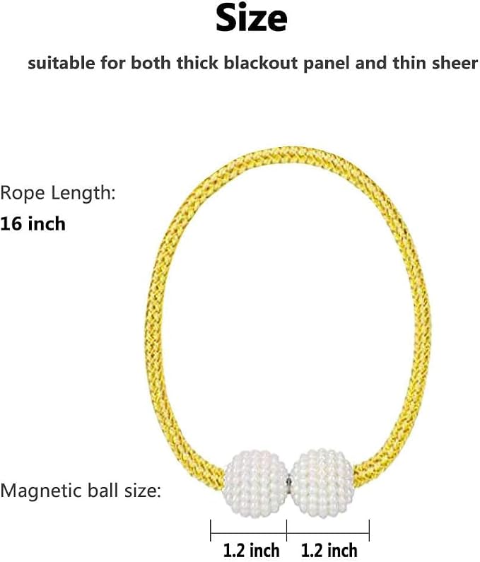 Melaluxe 6 Pack Magnetic Curtain Tiebacks, Decorative Curtain Holdbacks - Image 3
