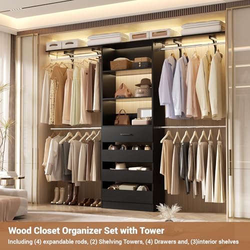 Aheaplus Closet System, 8FT Wood Closet Organizer System - Image 4