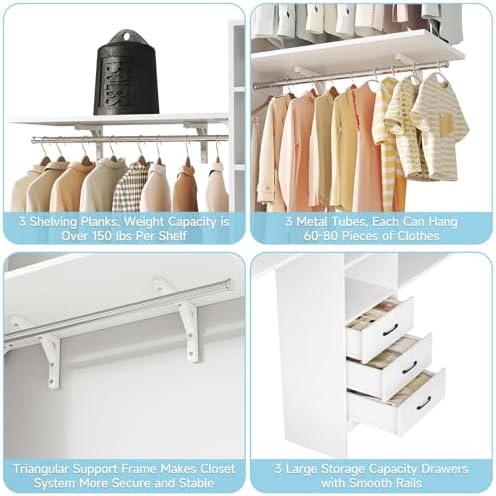 8FT Closet System, Wall Mount Bedroom Wardrobe - Image 5