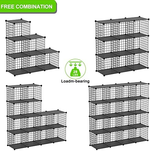 Wire Cube Storage Organizer, 6-Cube Metal Storage Shelves Bookshelf, Stackable - Image 4