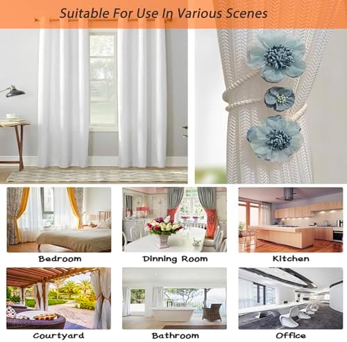 Curtain Tiebacks 2 Packs, Artificial Flower Curtain Holdbacks Clips, Flexible - Image 6