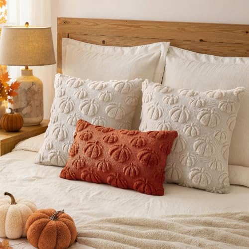 MIULEE Fall Decor Pillow Covers 20x20 Set of 2 Pumpkin Beige - Image 4