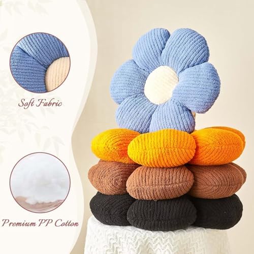 Flower Throw Pillow, Soft Brown 14.9" Shaped Floor Pillow - Image 4