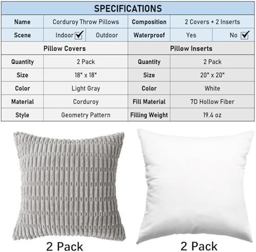 2 Pack Corduroy Decorative Throw Pillow - Image 2