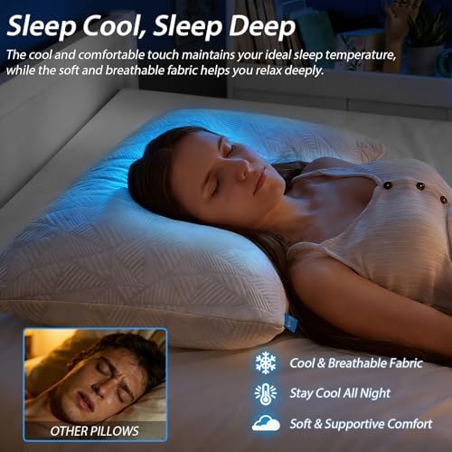 Cooling Pillows Standard Size Set of 4, Shredded Memory Foam Bed Pillows - Image 4