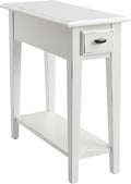 Haven Ridge Narrow End Table, Solid Wood Side Table with Drawer and Shelf, Farmhouse White, Perfect for Living Rooms, Bedrooms, and Small Spaces – Leick Home, 214361