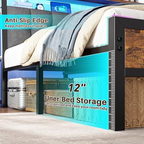 Full Size Bed Frame with Headboard & Charging Station - Image 4
