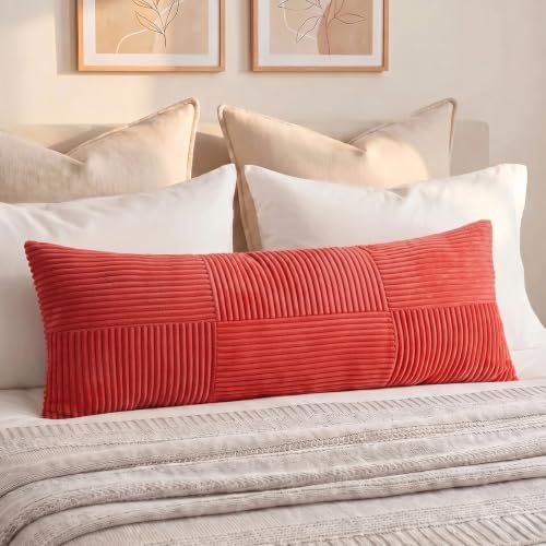 Fancy Homi Set of 1 Red Boho Long Lumbar Body Decorative Throw Pillow Cover by Fancy+Homi