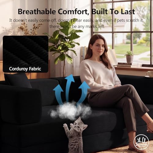79" Convertible Futon Sofa Bed, Boneless Couch - Image 4