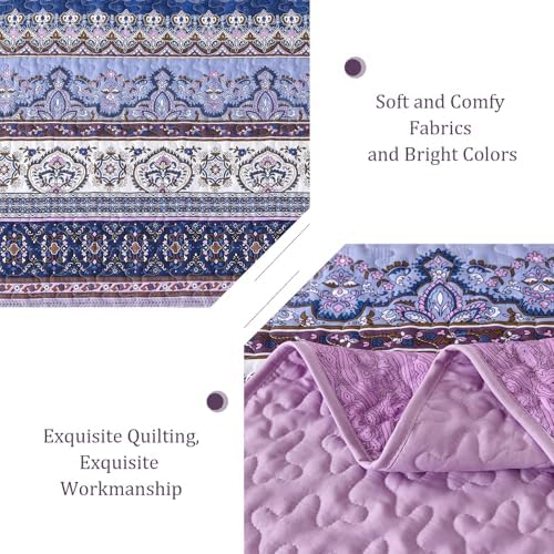 WONGS BEDDING Boho Queen Quilt Bedding Set, 3 Pieces Bedspread - Image 4