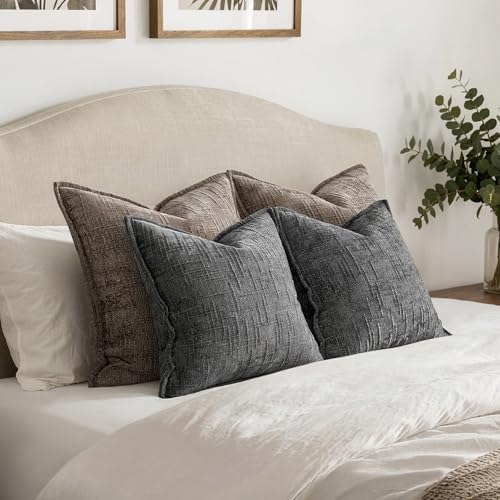 MIULEE Slubby Textured Decorative Throw Pillow Covers Dark Grey 18x18 - Image 5
