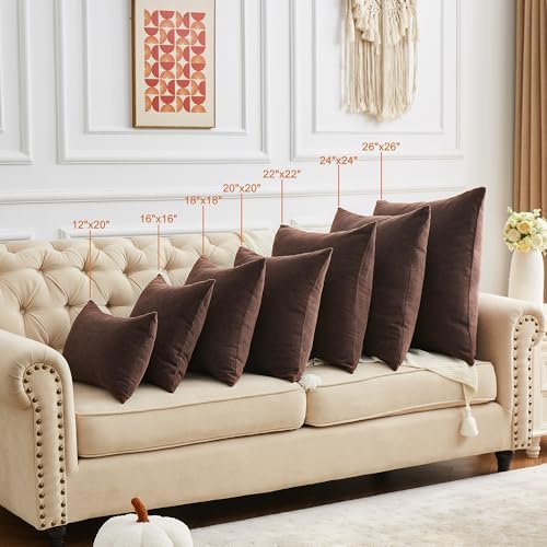 GAWAMAY Coffee Chenille Throw Pillow Covers 16x16 Set of 2 - Image 6