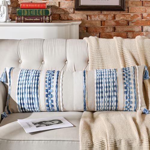 AmHoo Chenille Striped Textured Boho Throw Pillow Covers Aesthetic by AmHootextile