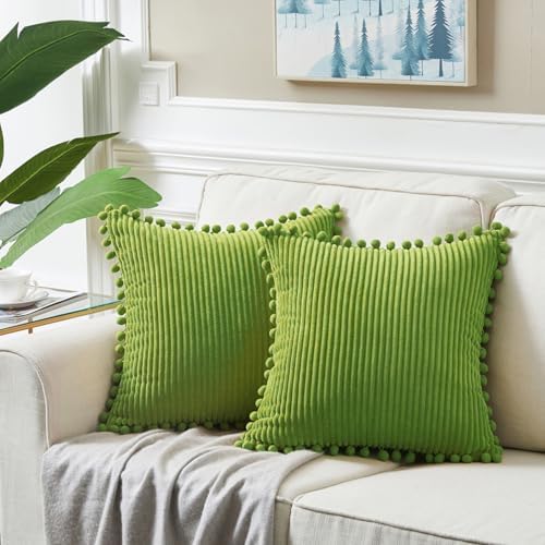 Fancy Homi 2 Packs Lime Green Decorative Throw Pillow Covers 16x16 Inch - Image 5
