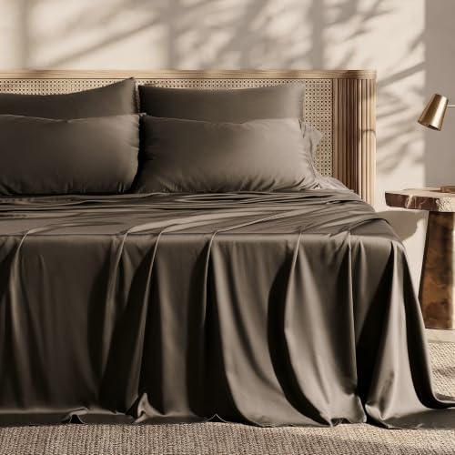 EverGrace 100% Rayon from Bamboo Sheet Set, King Size, Dark Brown by EVERGRACE