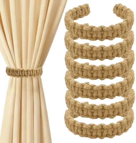6 Pack Braided Curtain Tieback Elegant Boho Rustic Drapes Holdback by Unknown