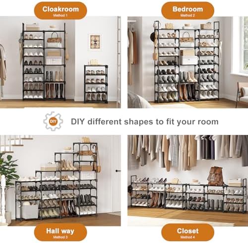 WOWLIVE 9 Tier 3-Column Shoe Rack, 50-55 Pairs Stackable Black - Image 5