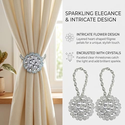 2 Pack Small Heart Magnetic Curtain Tiebacks Window Holdback Buckles - Image 2