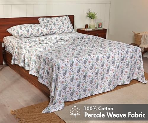 RUVANTI 100% Cotton Twin Sheets, Percale Twin Sheet Set, Dandelion Field - Image 2
