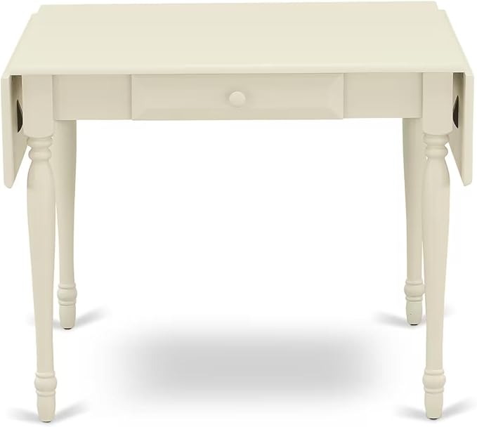 East West Furniture MZGR3-LWH-W 3 Piece Kitchen Table & Chairs Set Contains a Rectangle Dining Table with Dropleaf and 2 Dining Room Chairs, 36x54 Inch, Linen White