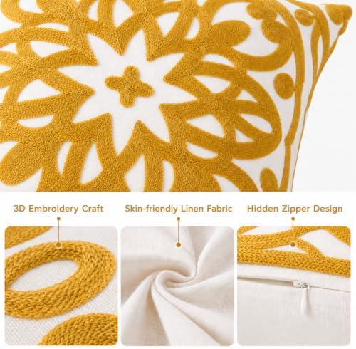 Alysheer Boho Embroidered Throw Pillow Cover 18"x18" - Image 4