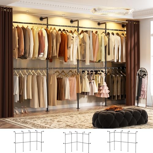 Aheaplus Industrial Pipe Clothing Rack, Reversible 13FT Clothes Rack by Aheaplus