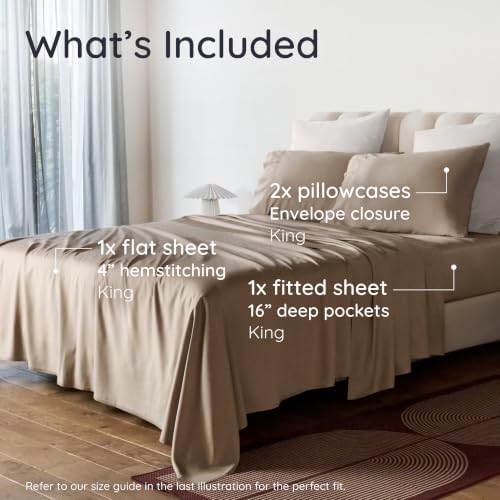 Bambaw King Sheets Set 4pcs – 100% Viscose Derived from Bamboo Sheets King Size - Image 2