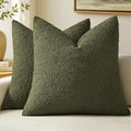 MIULEE 18x18 Decorative Boucle Couch Pillow Covers Moss Green by MIULEE