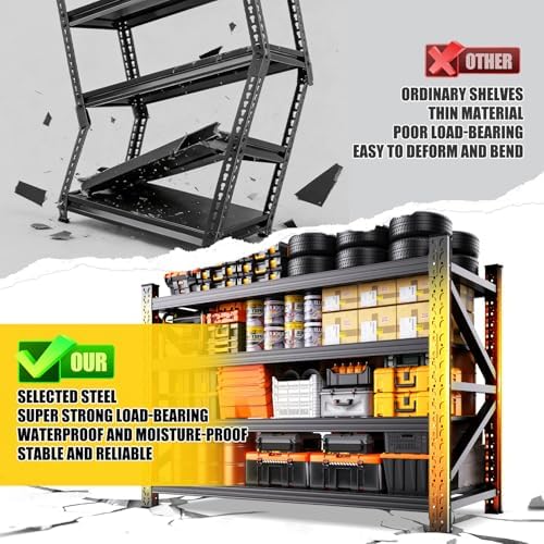 79"W garage shelving 6000LBS Heavy Duty Storage Shelves 4 Tier Metal Shelving - Image 5