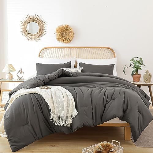 ROSGONIA Comforter Full Size for Girls Boys Teens Charcoal Grey by ROSGONIA