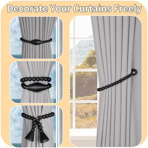 Meplait Magnetic Curtain Tiebacks, 2 Pack Boho Curtain Tie Backs - Image 3