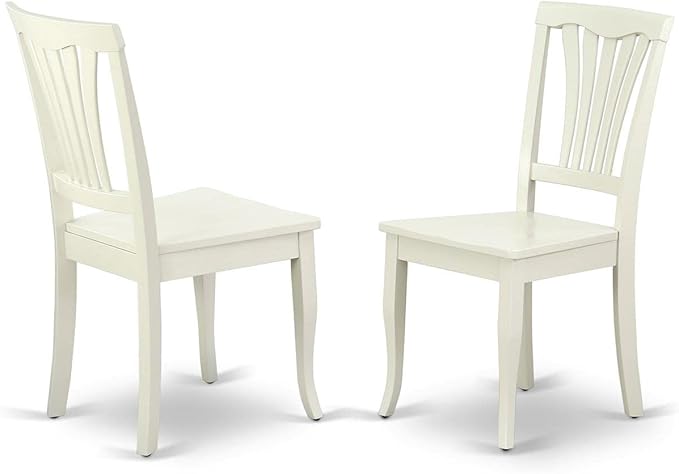 East West Furniture SUAV3-LWH-W 3 Piece Dining Room Table Set Contains a Round Kitchen Table with Dropleaf & Shelves and 2 Dining Chairs, 42x42 Inch, Linen White