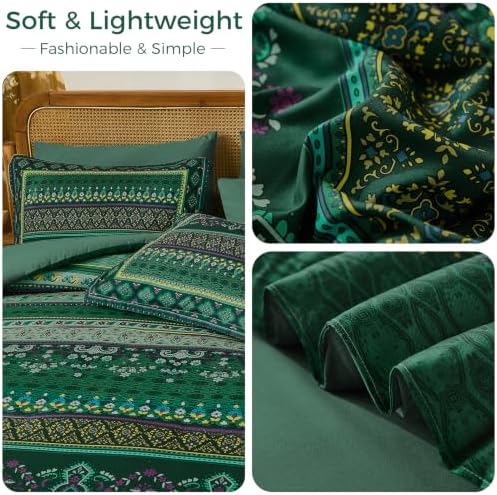Green Boho Comforter Set King Size, 8 Pieces Striped Bed in a Bag - Image 4