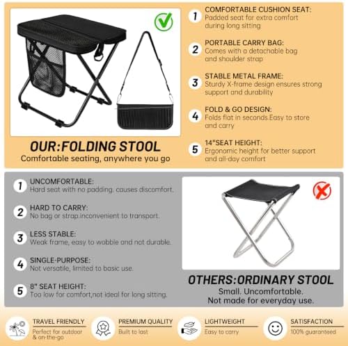 Foldable Backpack Stool 15 In, Portable Chair - Image 4