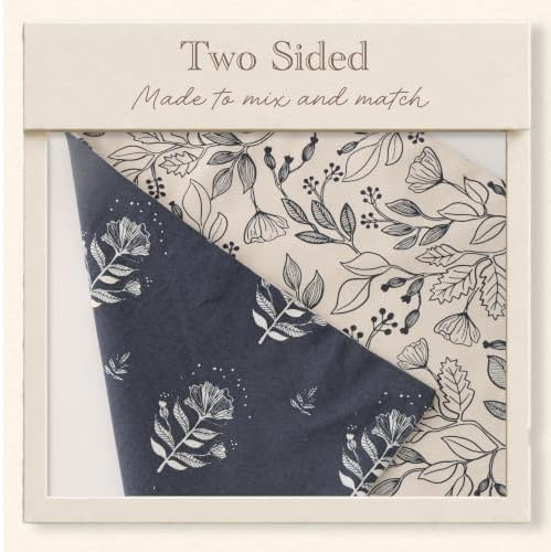 SageSelvas Lumbar Pillow Cover 12x20 Navy Blue Floral Print Cotton - Image 4
