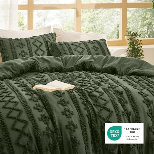 Bedsure Boho Comforter Set Twin, Bedroom Decor Bedding Set Olive Green - Image 6