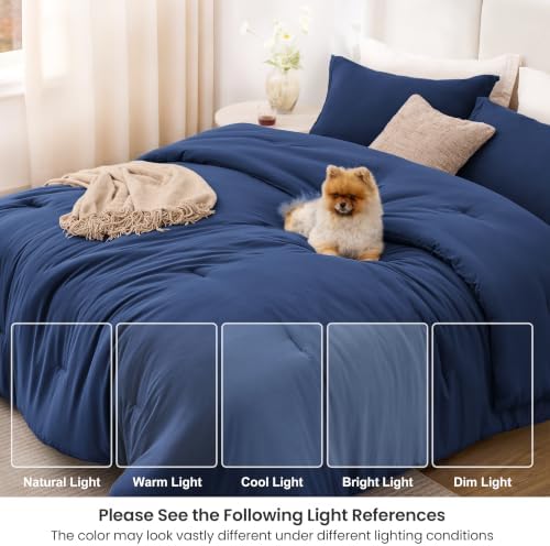 Love's cabin Dark Blue King Size Comforter Set, 3-Piece Prewashed Bed Set - Image 6